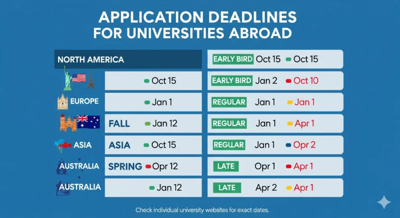Application Deadlines for Universities Abroad